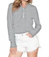 Shewin Waffle V Neck Henley Top In Gray
