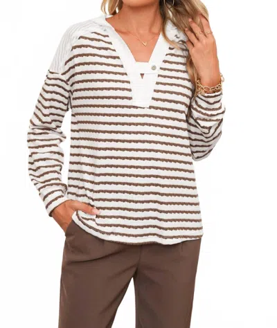 Shewin Women's Striped Hoodie In Khaki In Green