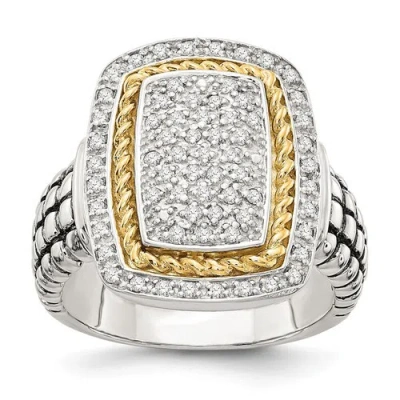 Pre-owned Shey Couture Diamond Ring .925 Sterling Silver & 14k Gold Accent 0.25 Ct Sz 6-8  In White