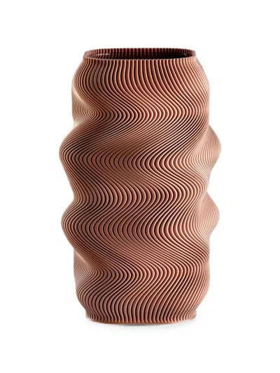 Sheyn Moiré Sculptural Vase In Brown