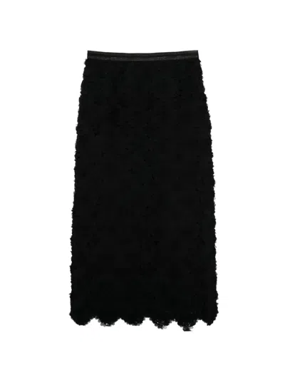 Shiatzy Chen 3d Floral Pencil Skirt In Black