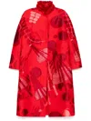 Shiatzy Chen Mink Fur-collar Jacquard Coat In 红色