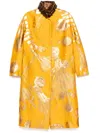 Shiatzy Chen Mink Fur-collar Jacquard Coat In 黄色