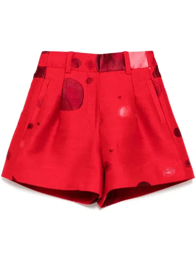 Shiatzy Chen Jacquard Shorts In 红色