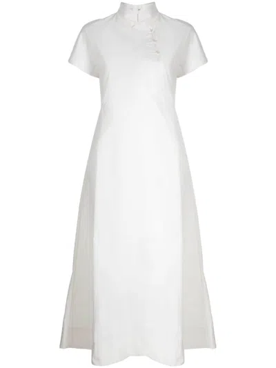 Shiatzy Chen Band-collar Midi Dress In White