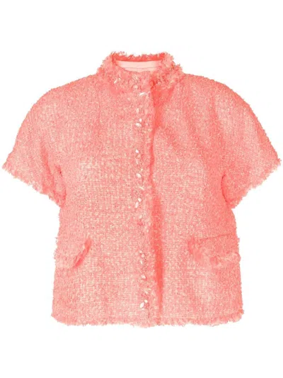 Shiatzy Chen Bead-embellished Tweed Jacket In Pink