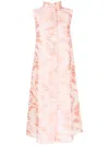 Shiatzy Chen Brushed-print Detail Midi Dress In Pink