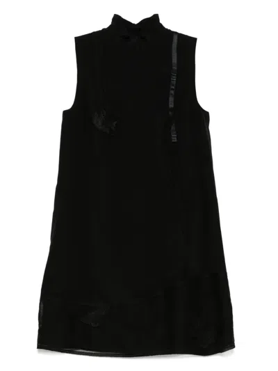 Shiatzy Chen Chinese-style Stand-collar Sleeveless Dress In Black