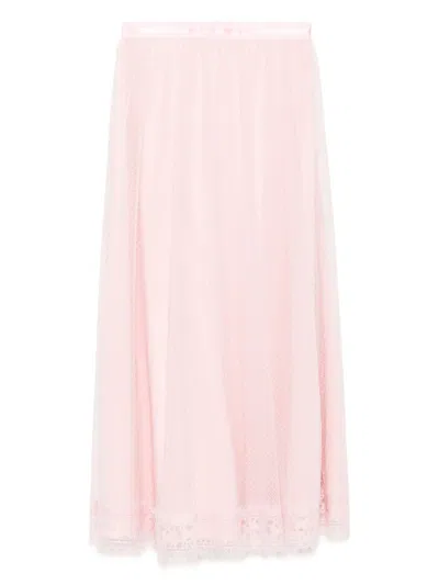 Shiatzy Chen Diamond Mesh Skirt In Pink