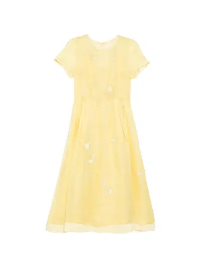 Shiatzy Chen Embroidered Midi Dress In Gold