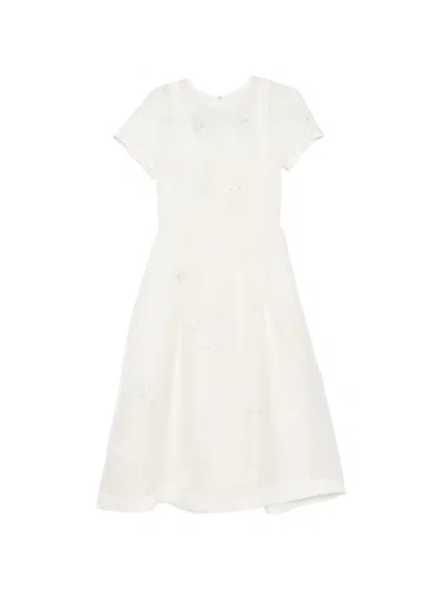 Shiatzy Chen Embroidered Midi Dress In Neutral