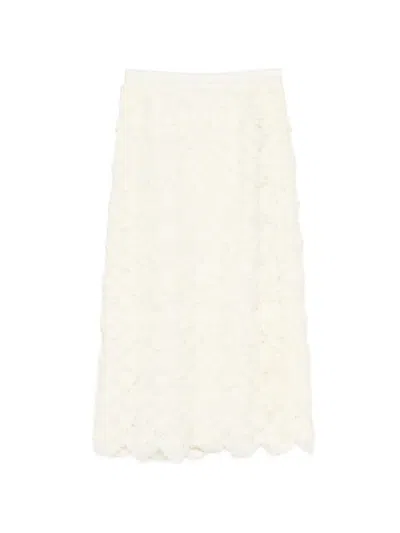 Shiatzy Chen Fête Of Petal 3d Floral Pencil Skirt In Neutral
