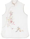Shiatzy Chen Floral-embroidered Knit Vest In Neutrals