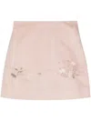 Shiatzy Chen Floral-embroidered Silk Miniskirt In Pink