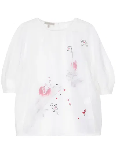 Shiatzy Chen Bluse Mit Blumen-print In Weiss