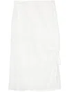 Shiatzy Chen Gathered Silk Midi Skirt In White