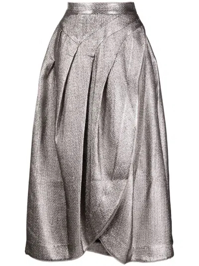 Shiatzy Chen Genisis Asymmetric Wrap Skirt In Gold