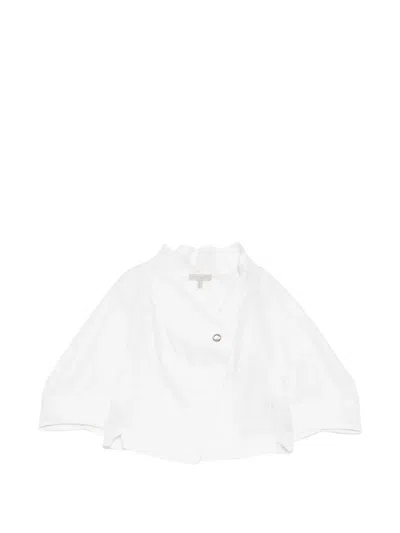 Shiatzy Chen Jacquard Cropped Top In White