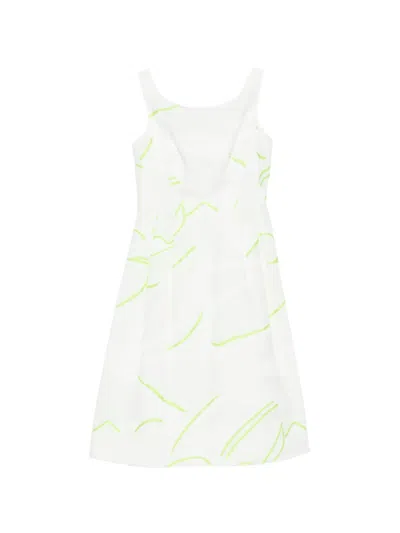 Shiatzy Chen Jacquard Midi Dress In White