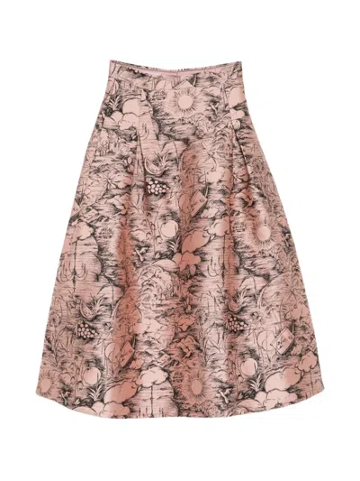 Shiatzy Chen Jacquard Midi Skirt In Multi