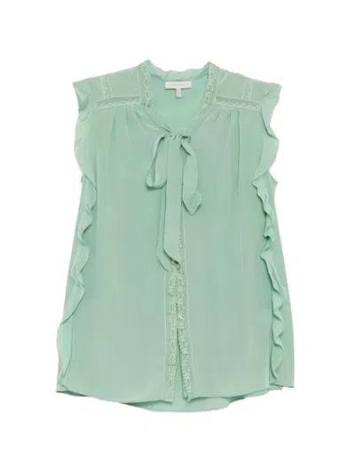 Shiatzy Chen Lace Chiffon Halter Top In Green
