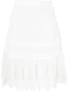 Shiatzy Chen Lace Knee-length Skirt In White