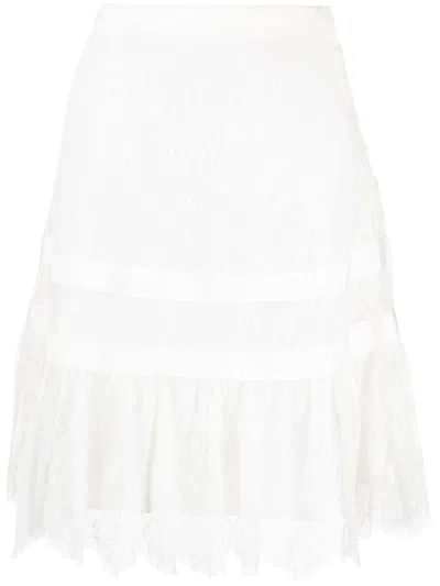 Shiatzy Chen Lace Knee-length Skirt In White