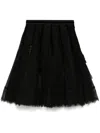 Shiatzy Chen Lace Mesh Skirt In Black