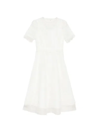 Shiatzy Chen Lace Midi Dress In White