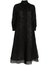 Shiatzy Chen Lace Pleated Single-breasted Coat In Black