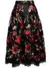 Shiatzy Chen Libre Collection Electric-embroidered Rose Skirt In 黑色