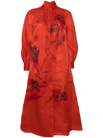 Shiatzy Chen Libre Collection Embroidered Dress In 红色
