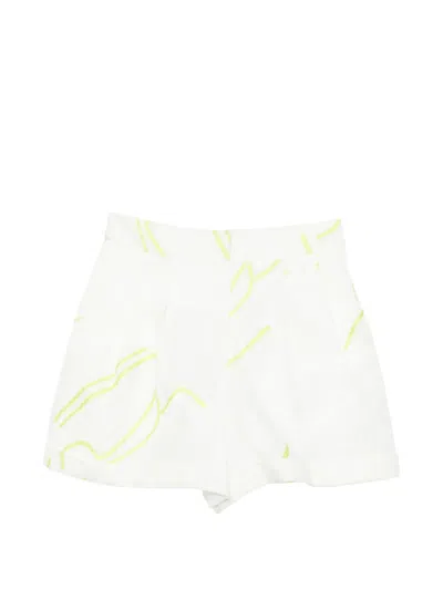 Shiatzy Chen Lightweight Jacquarded Shorts In White
