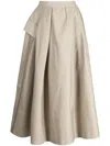 Shiatzy Chen Logo-embroidered Asymmetric Midi Skirt In Neutrals