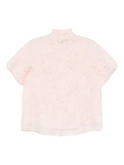 Shiatzy Chen Mandarin-collar Organza Jacket In Pink