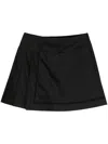 Shiatzy Chen Pleated Cotton Miniskirt In Black