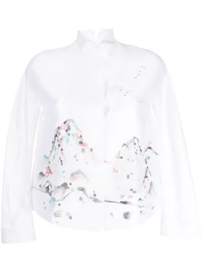 Shiatzy Chen Renascent Collection Floral-print Jacket In White