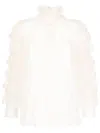 Shiatzy Chen Ruffled Mulberry Silk Blouse In White