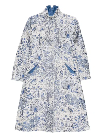 Shiatzy Chen Scape-of-curve Coat In Blue