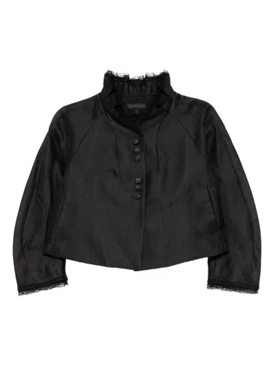 Shiatzy Chen Scape-of-curve Cropped Jacket In Black