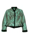 Shiatzy Chen Scape-of-curve Cropped Jacket In Green