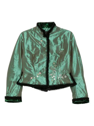 Shiatzy Chen Scape-of-curve Cropped Jacket In Green