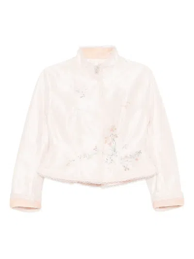 Shiatzy Chen Scape-of-curve Cropped Jacket In Pink