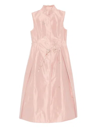 Shiatzy Chen Scape-of-curve Embroidered Coat In Pink