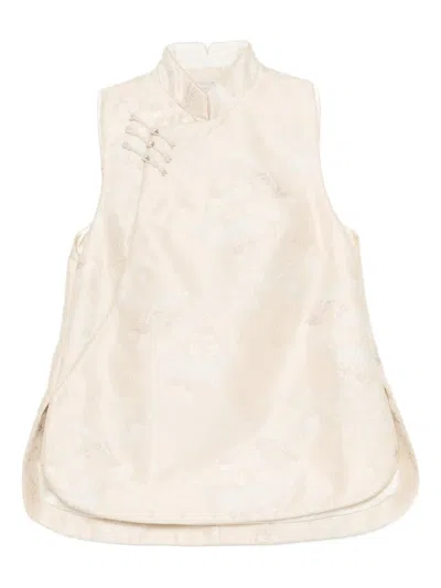 Shiatzy Chen Scape-of-curve Embroidered Gilet In Pink