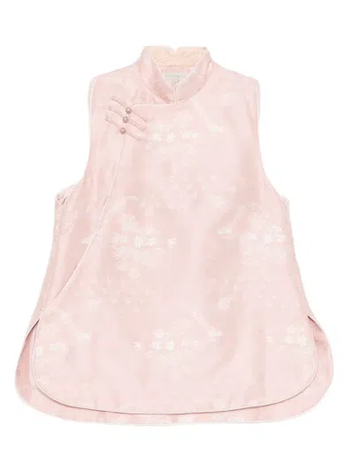 Shiatzy Chen Scape-of-curve Embroidered Gilet In Pink