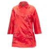 Shiatzy Chen Silk Lace Collar Floral Cloud Embroidery Qipao Top In Red