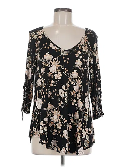 Pre-owned Shiela Rose 3/4 Sleeve Blouse In Black