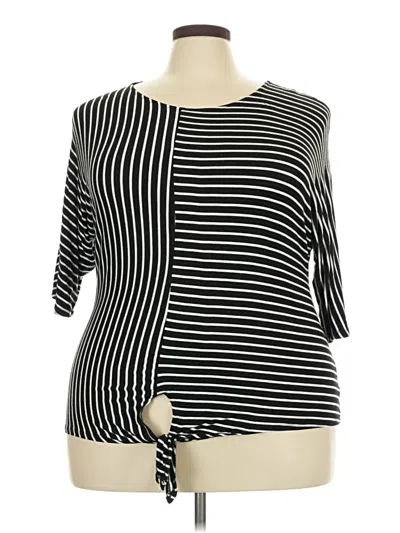 Pre-owned Shiela Rose 3/4 Sleeve Top Black Boatneck Tops