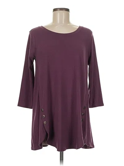 Pre-owned Shiela Rose 3/4 Sleeve Top Burgundy Boatneck Tops